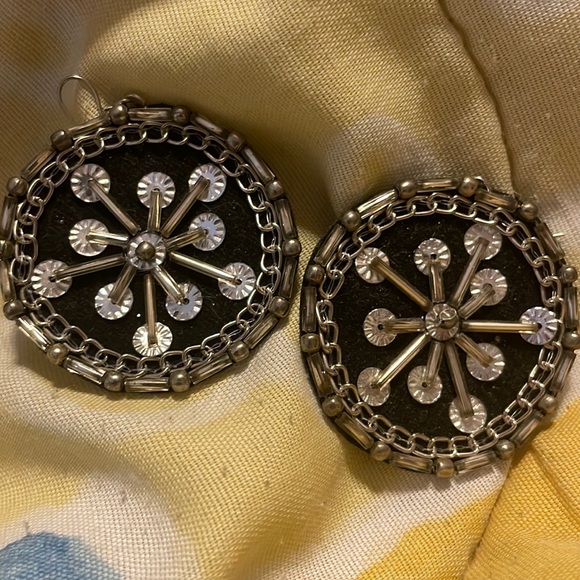 Vintage Jewelry - 🖤Vintage 80s Trad Goth Chain Bead Earrings🖤